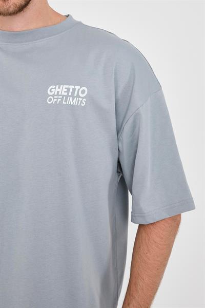 Ghetto Off Limits Back Big G Printed Grey Oversize T-shirt