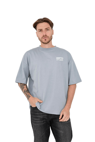 Ghetto Off Limits Back Big G Printed Grey Oversize T-shirt