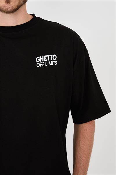 Ghetto Off Limits Back Big G Printed Black Oversize T-shirt