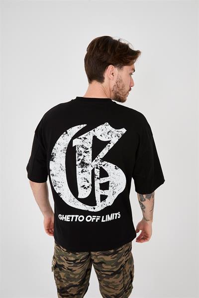 Ghetto Off Limits Back Big G Printed Black Oversize T-shirt