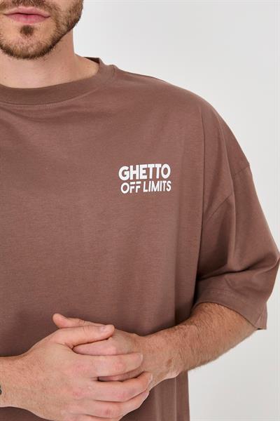 Ghetto Off Limits Back Printed Cocoa Oversize T-shirt