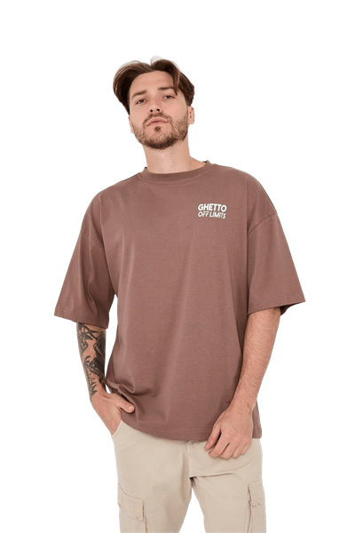 Ghetto Off Limits Back Printed Cocoa Oversize T-shirt