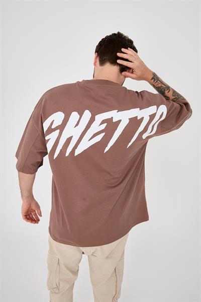 Ghetto Off Limits Back Printed Cocoa Oversize T-shirt