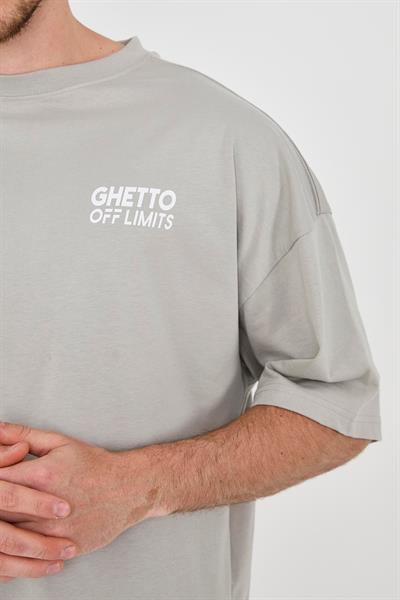 Ghetto Off Limits Back Printed Grey Oversize T-shirt