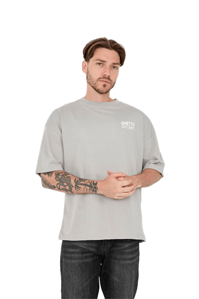 Ghetto Off Limits Back Printed Grey Oversize T-shirt