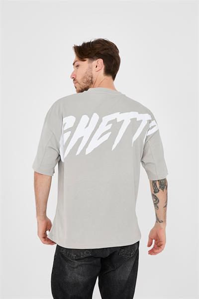 Ghetto Off Limits Back Printed Grey Oversize T-shirt