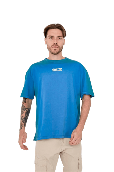 Ghetto Off Limits Effective Oil Wash Blue Oversize T-shirt