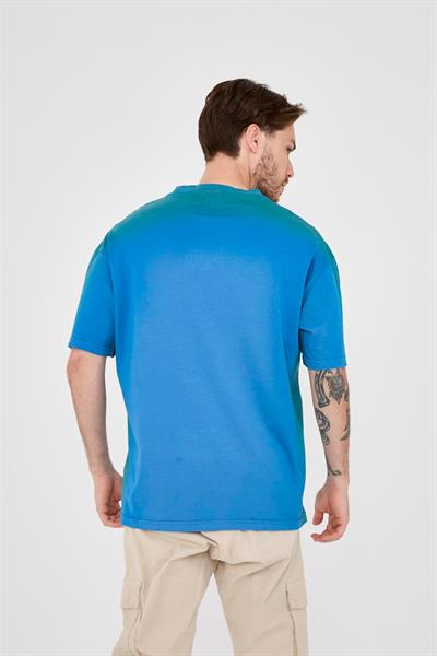 Ghetto Off Limits Effective Oil Wash Blue Oversize T-shirt