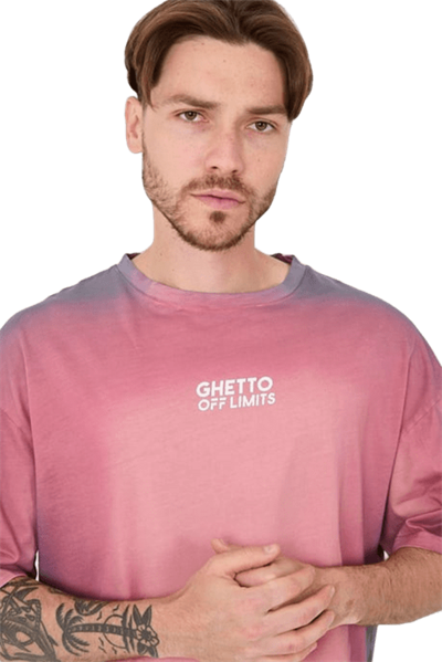 Ghetto Off Limits Effective Oil Wash Pink Oversize T-shirt