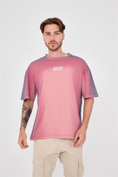 Ghetto Off Limits Effective Oil Wash Pink Oversize T-shirt