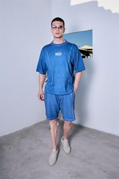 Ghetto Off Limits Oil Washed Reversible Blue Shorts