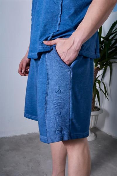 Ghetto Off Limits Oil Washed Reversible Blue Shorts