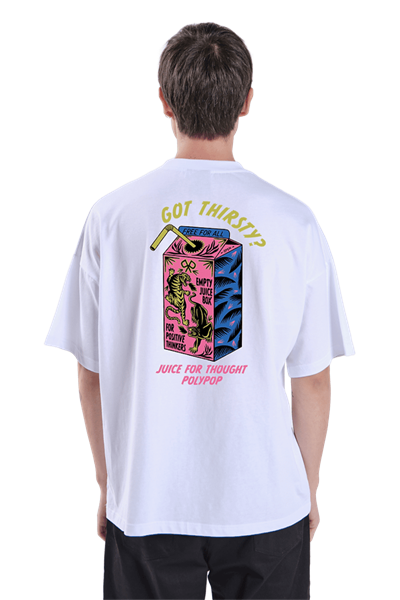 Polypop Juice Box Boxy Fit White T-Shirt