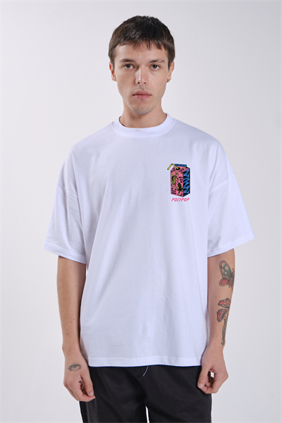 Polypop Juice Box Boxy Fit White T-Shirt