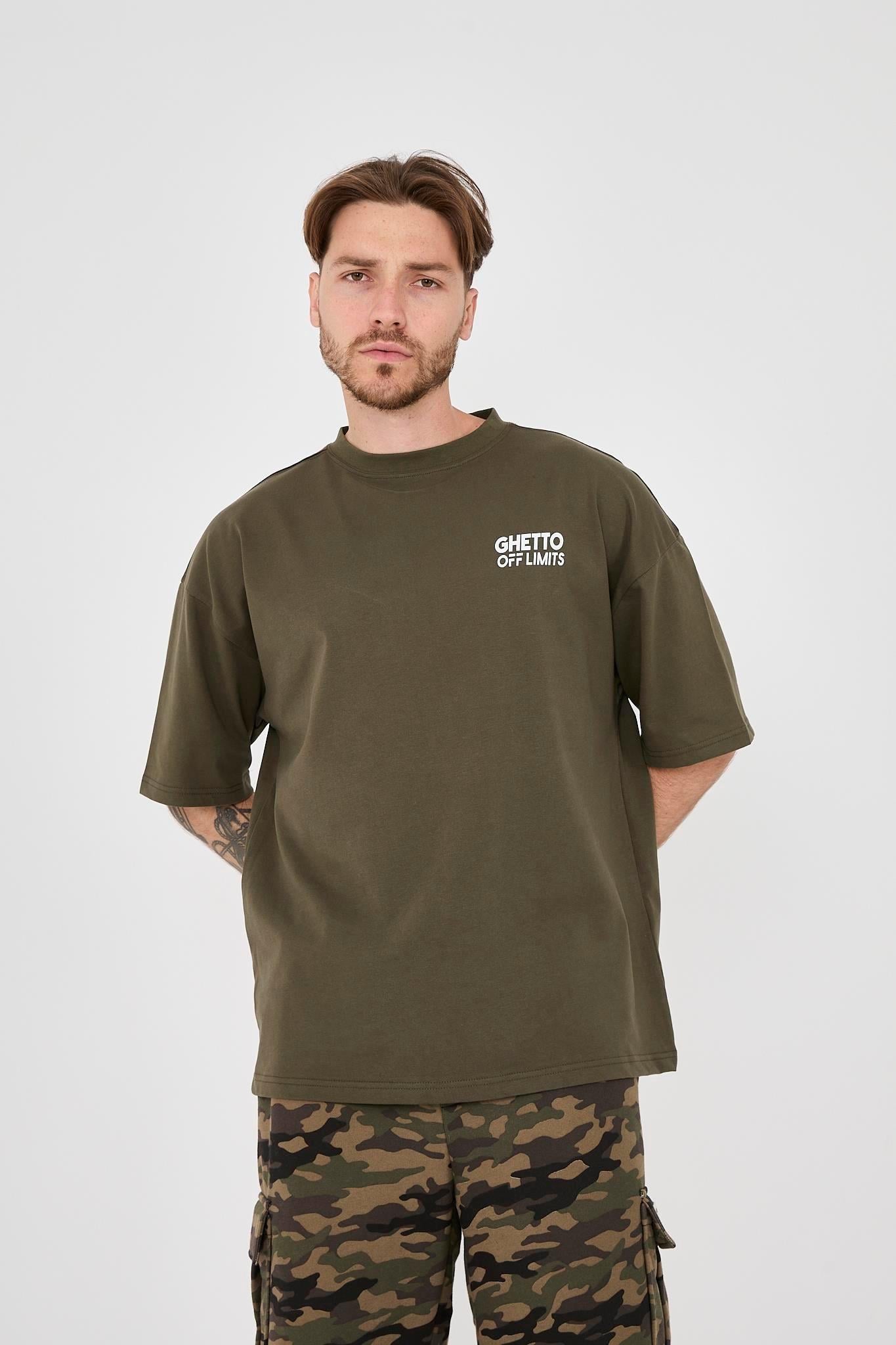 Back Big G Printed Haki Oversize T-shirt