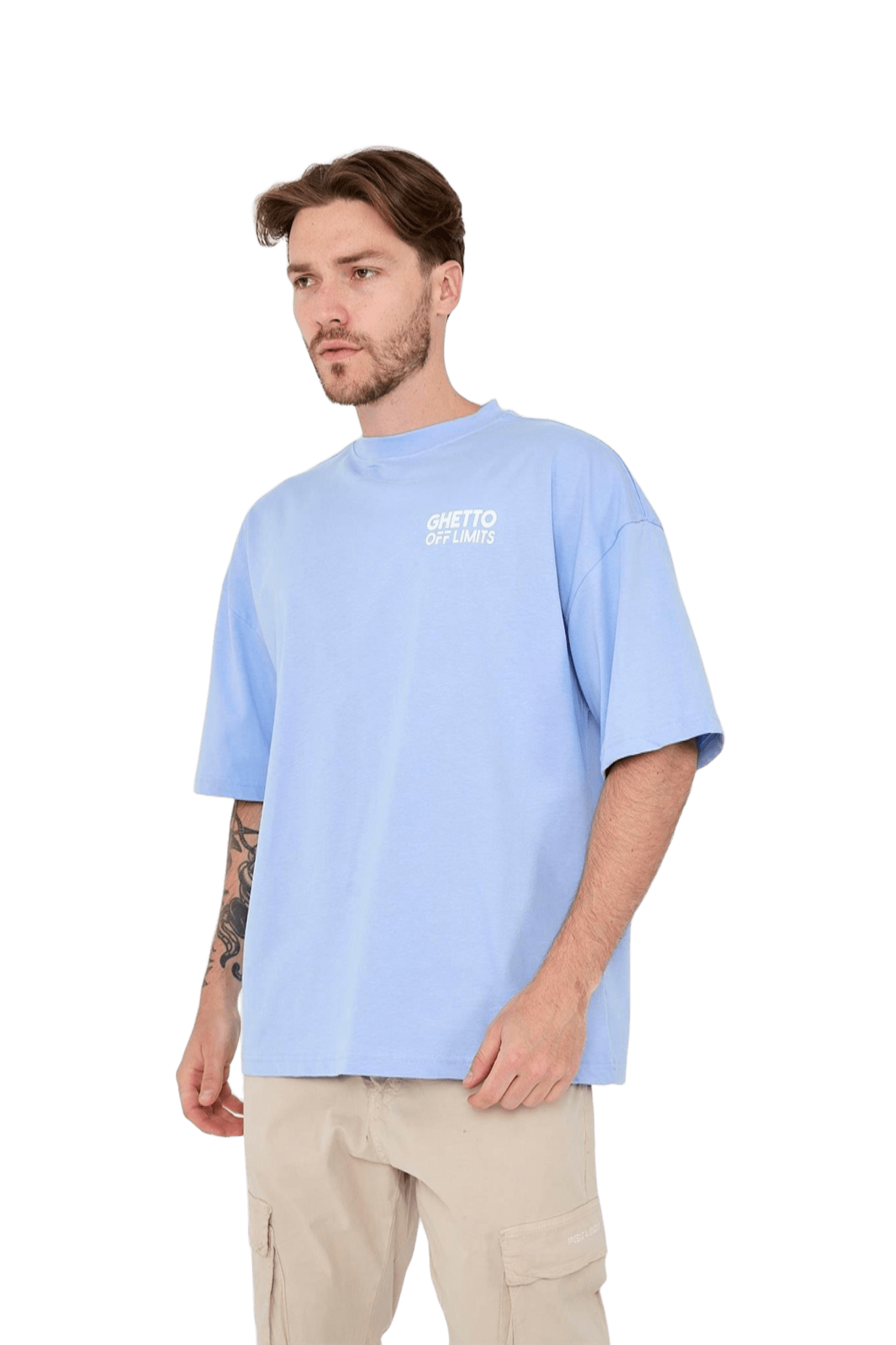 Back Ghetto Printed Baby Blue Oversize T-shirt