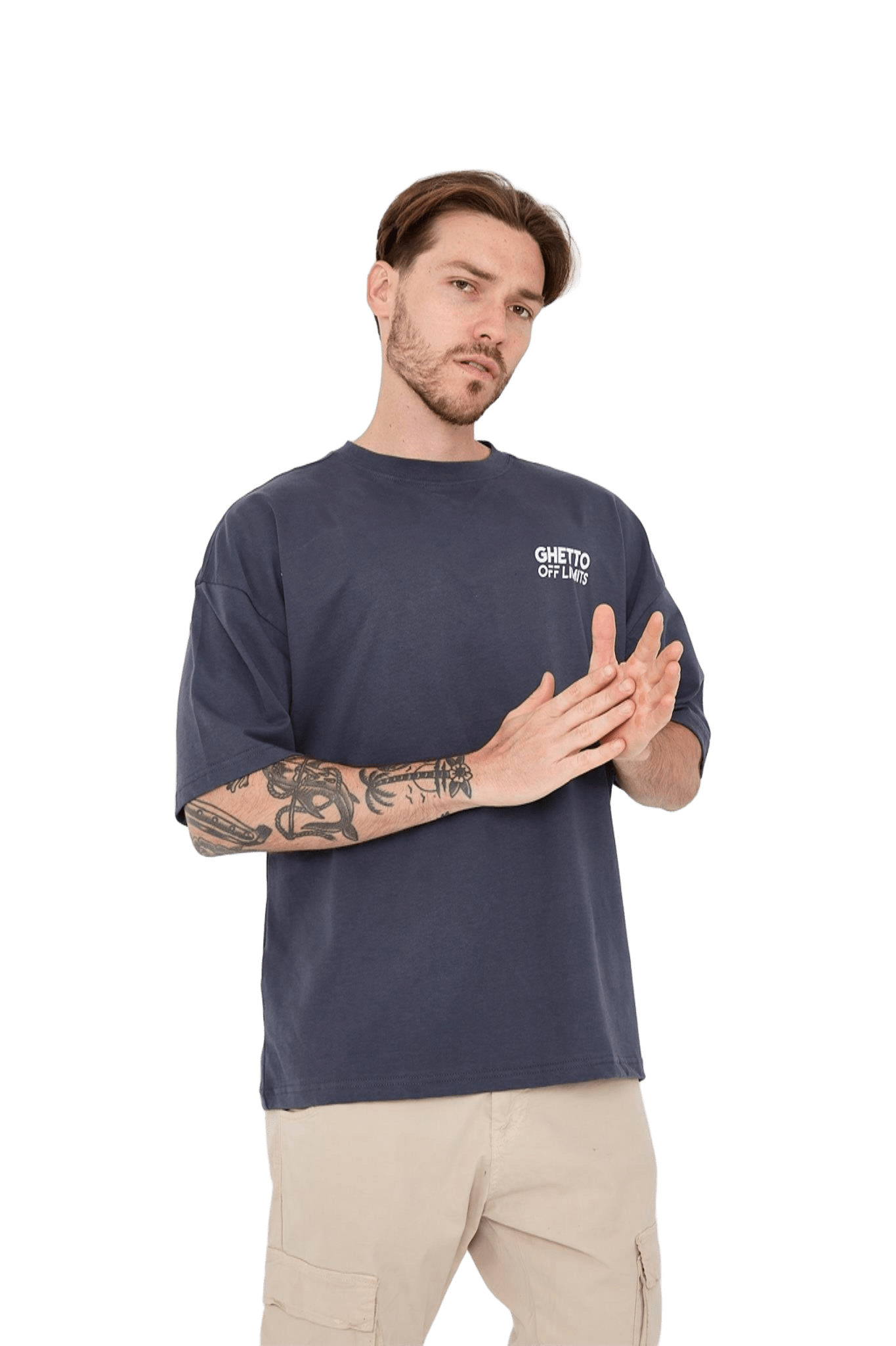 Back Ghetto Printed Füme Oversize T-shirt