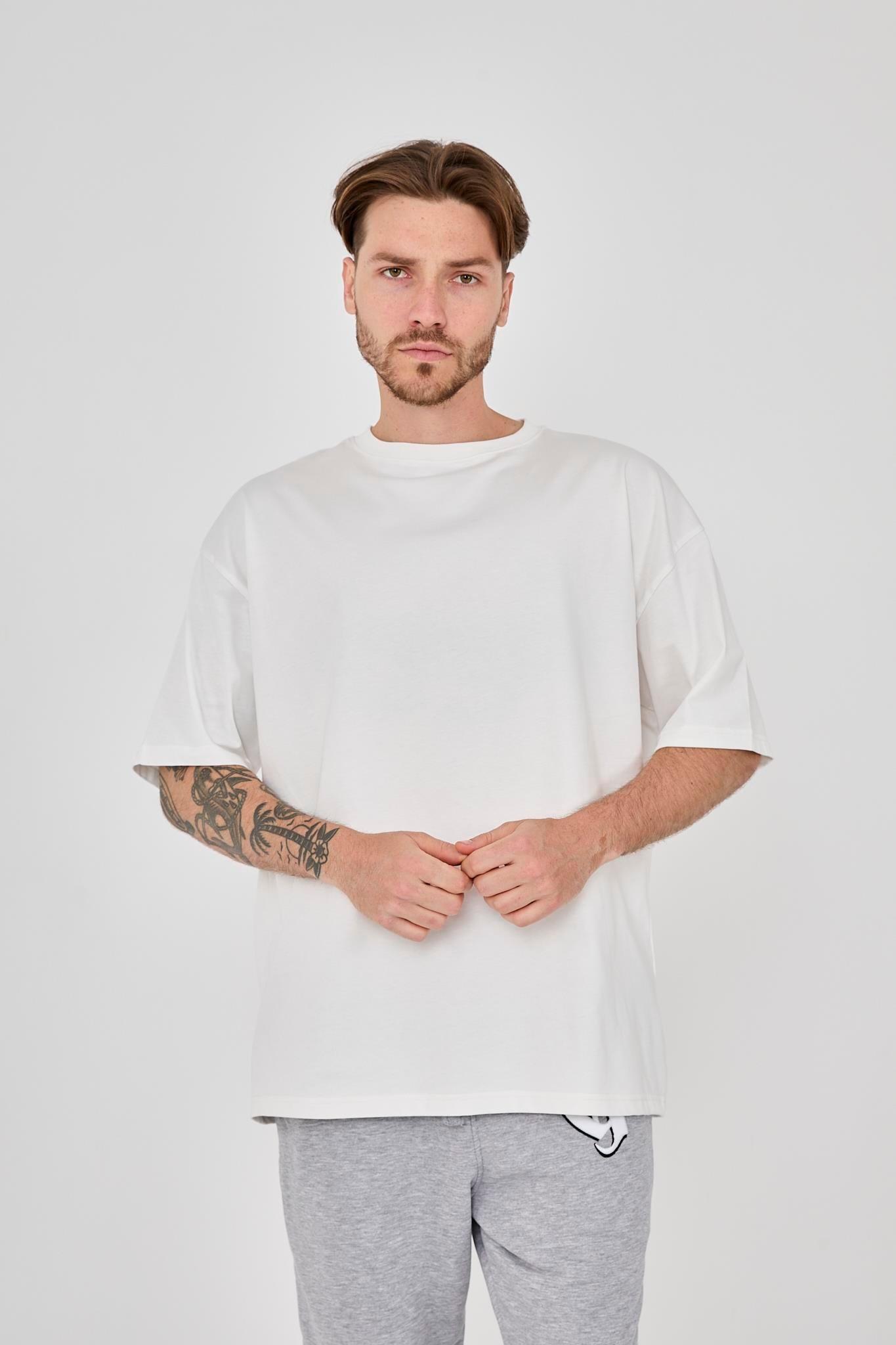 Ghetto Basic Beyaz Oversize T-shirt