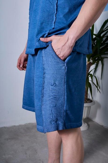 Oil Washed Reversible Mavi Şort