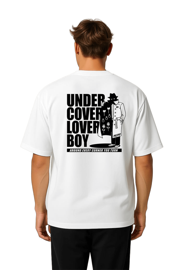 Polypop Undercover Lover Boy Boxy Fit Beyaz T-Shirt