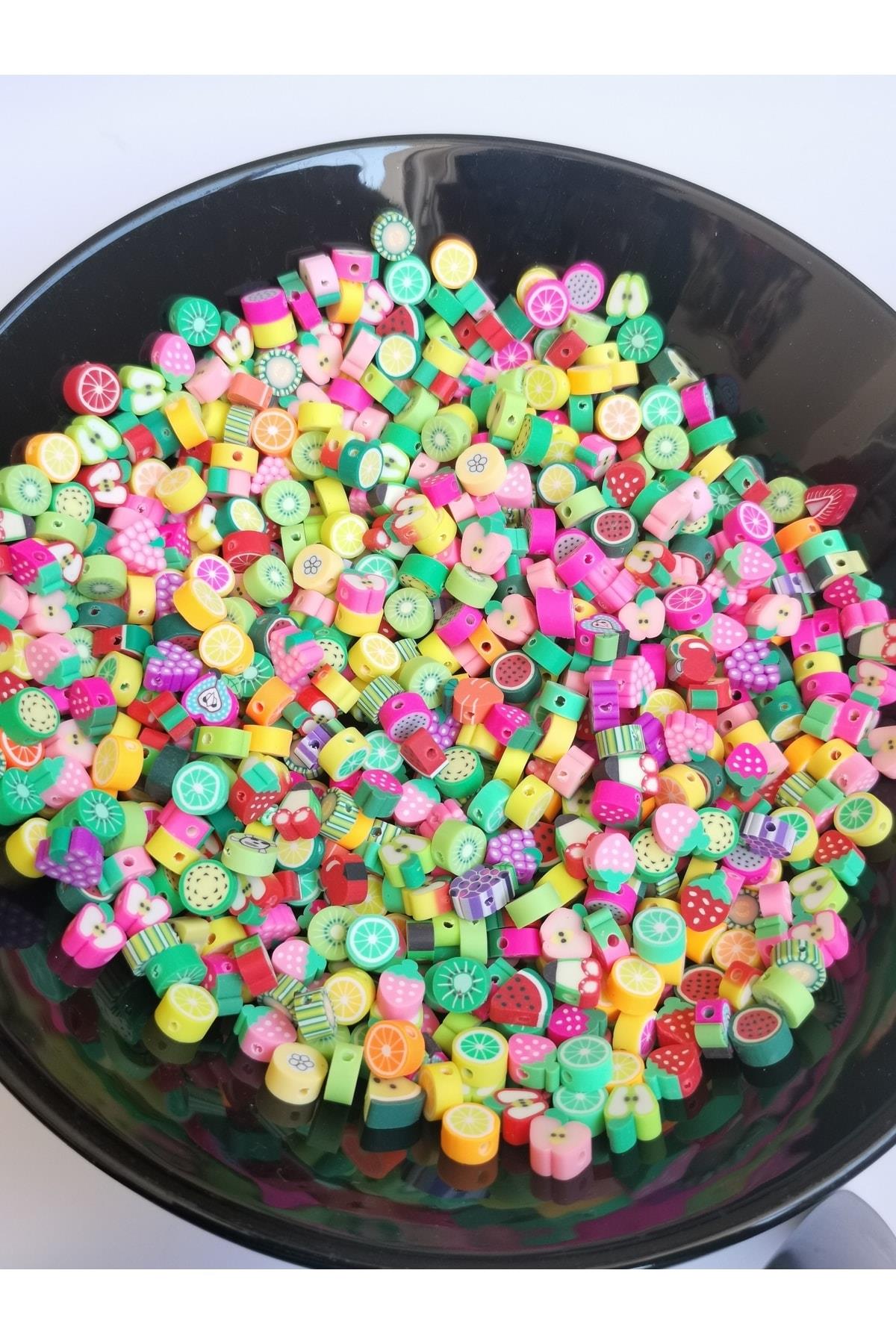 20 Adet 10 Mm.polimer Fimo Karışık Meyve Figür Takı Boncuk Yapımı Meyvemodeli