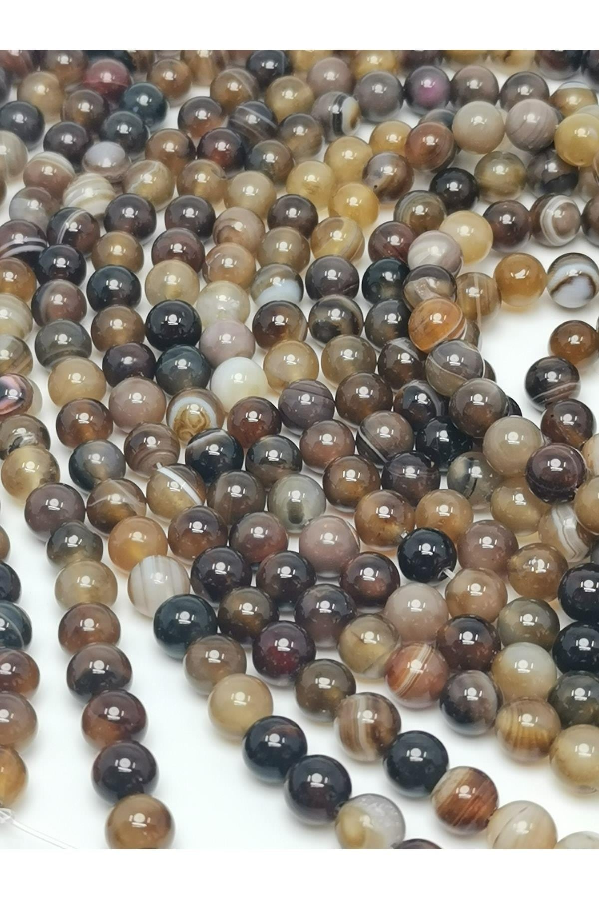 Koyu Akik Doğal Taş Dizisi 8mm Doğaltaş