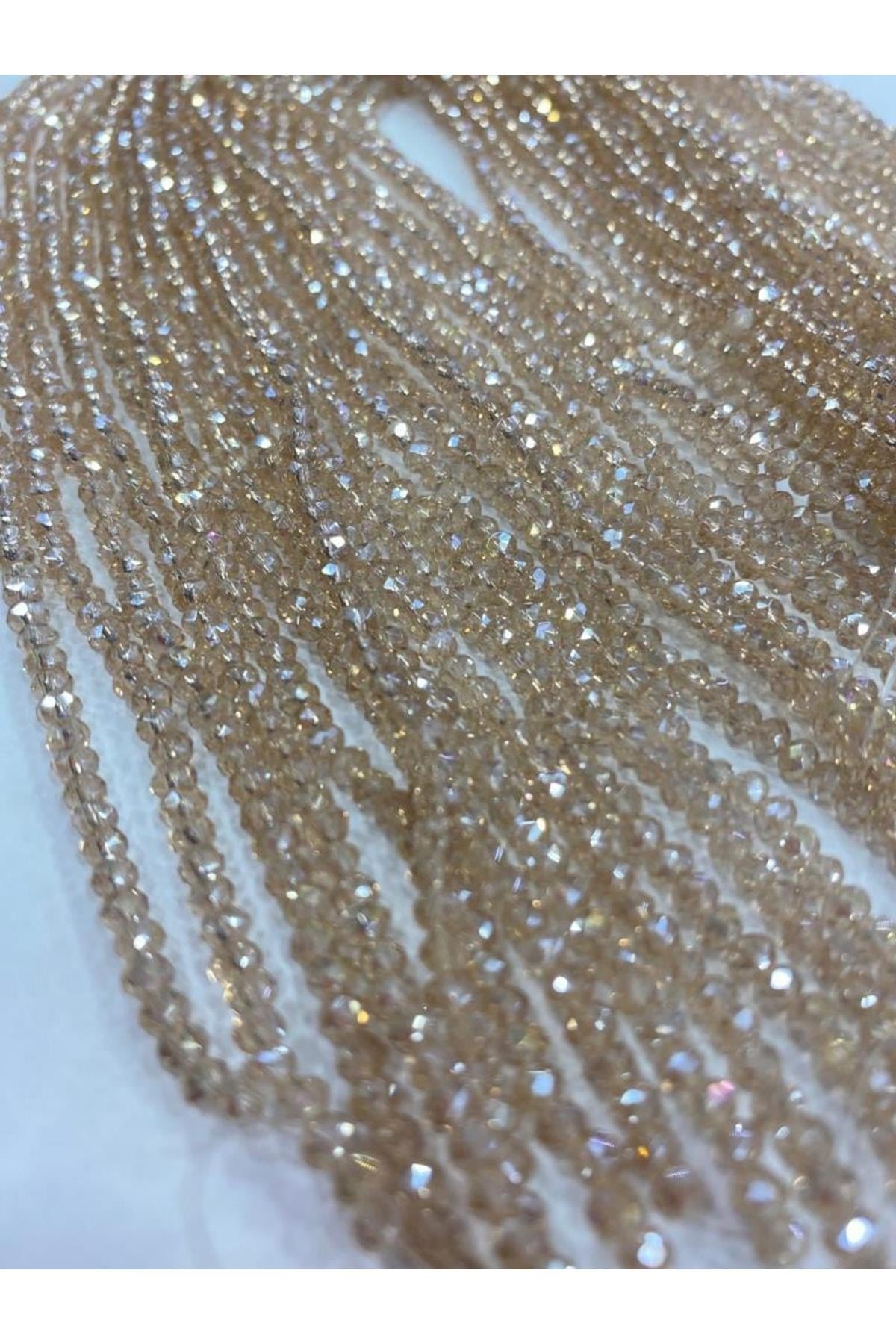 Kristal Boncuk Dizisi 4 Mm Krem Renk ,takı Yapım Malzemesi
