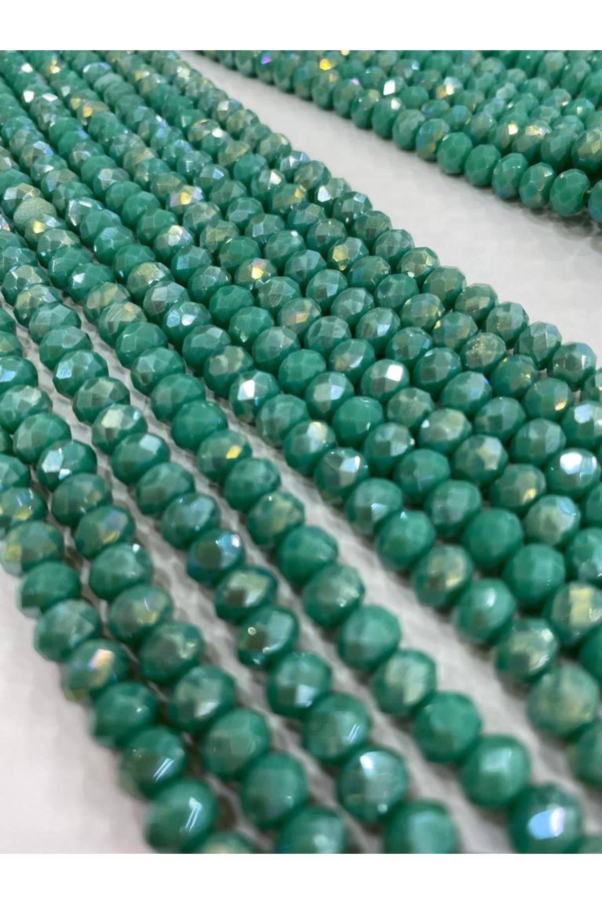 Kristal Boncuk Dizisi 6 Mm Yeşil Renk ,takı Yapım Malzemesi