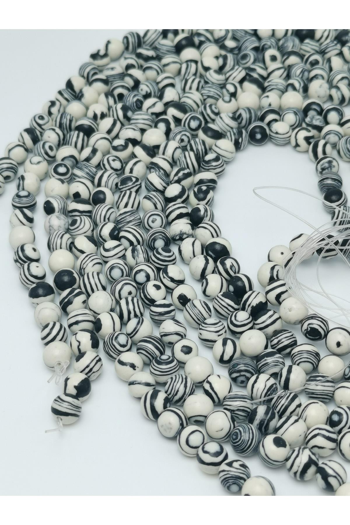 Zebra Malahit Doğal Taş Dizisi 8mm Doğaltaş Takı Yapımı