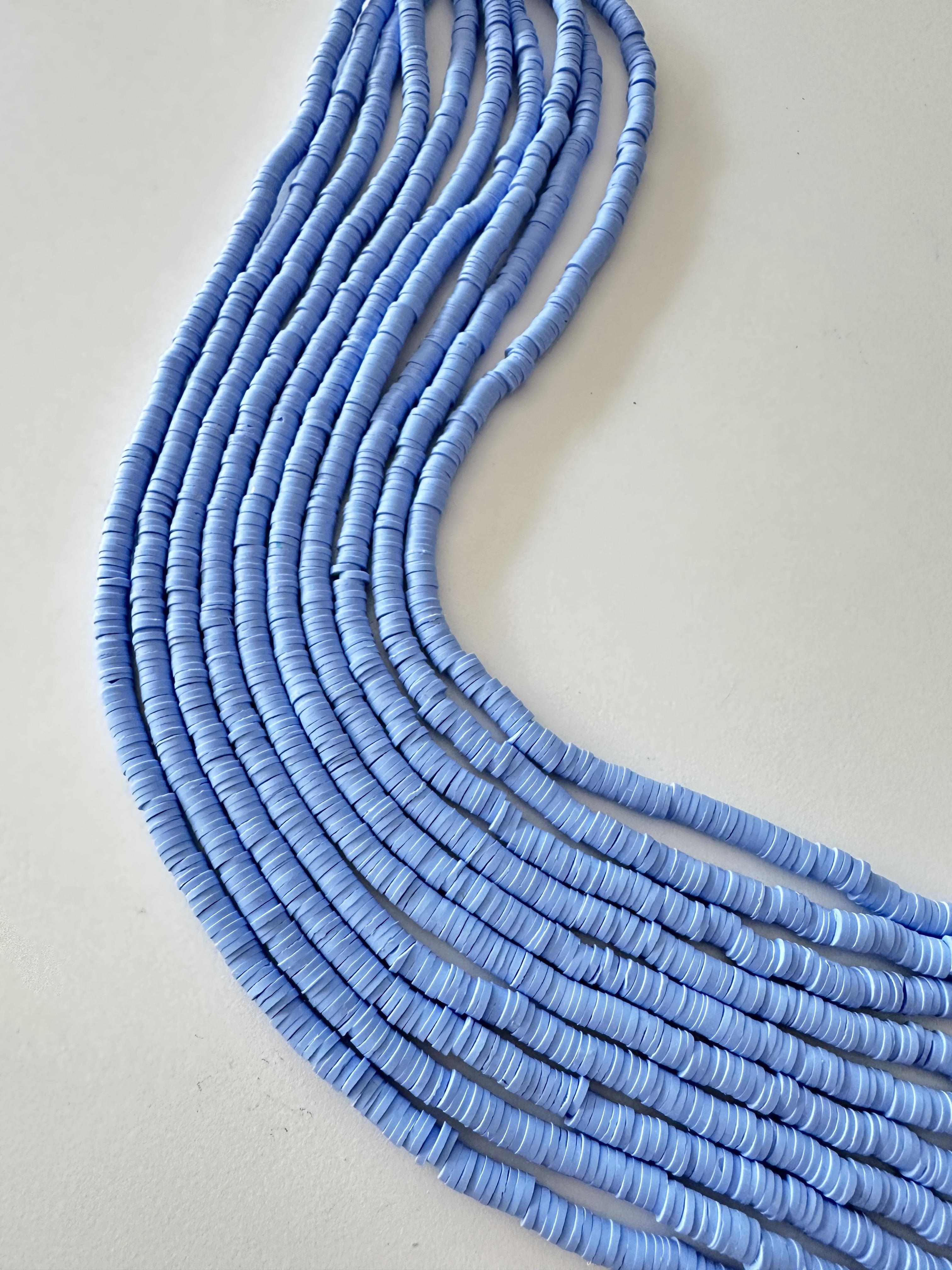 Fimo Boncuk Dizisi,40cm Hamur Boncuk Fimo Dizi 6mm Mavi Renk Polimer