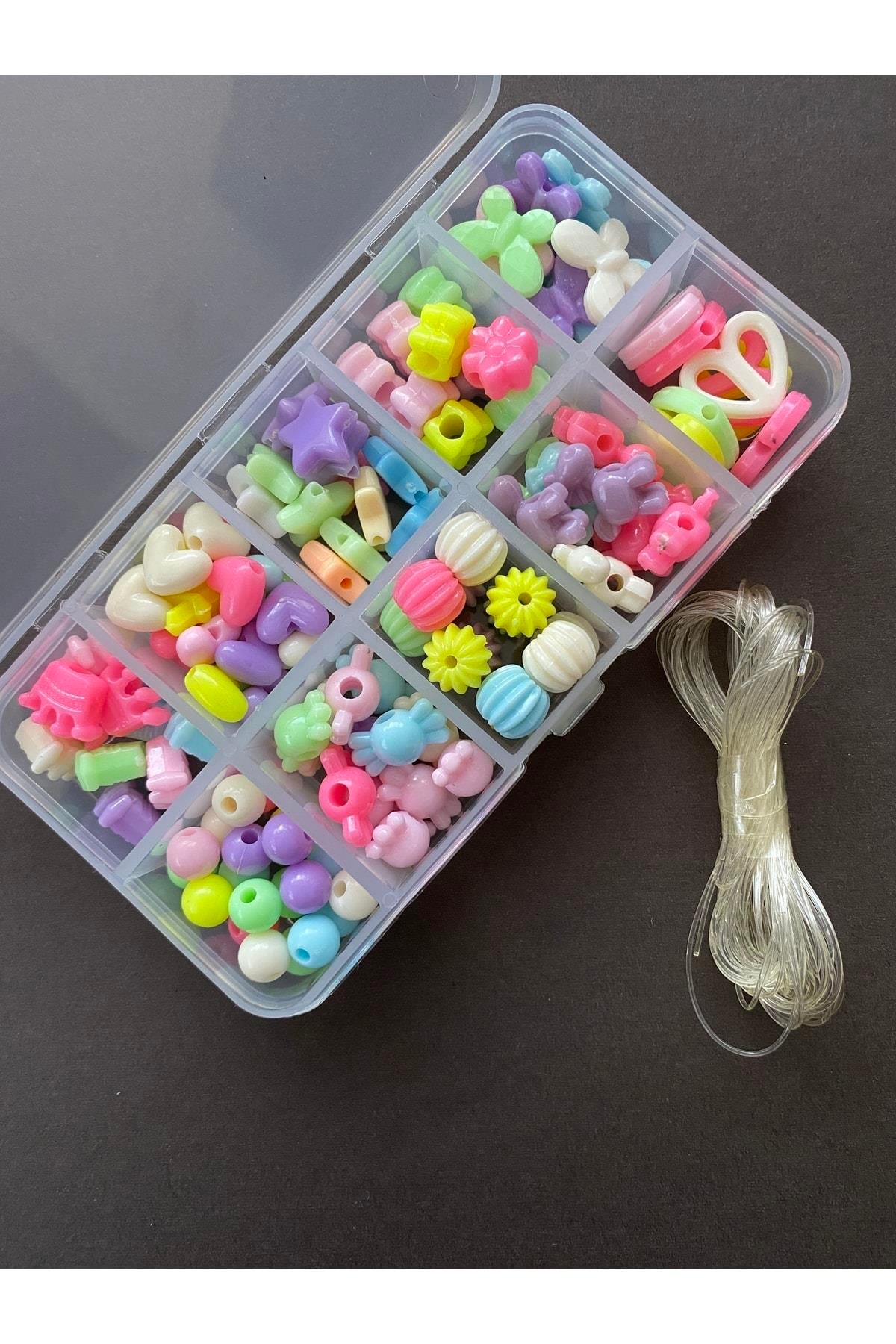 10lu Organizer Kutuda Misinalı Plastik Boncuk Takı Yapım Hobi Seti