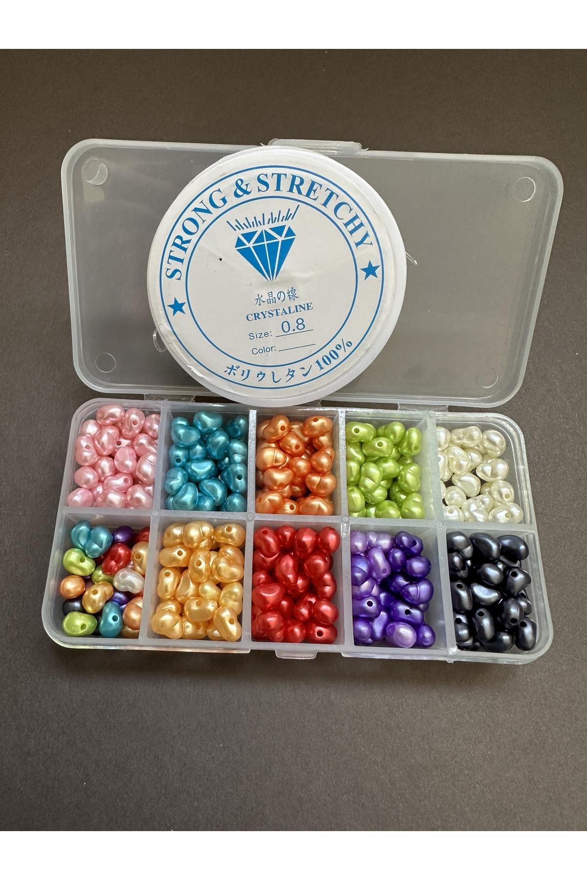 10lu Organizer Kutuda Renkli Incili Takı Hobi Set ,telefon çarmı , miniset