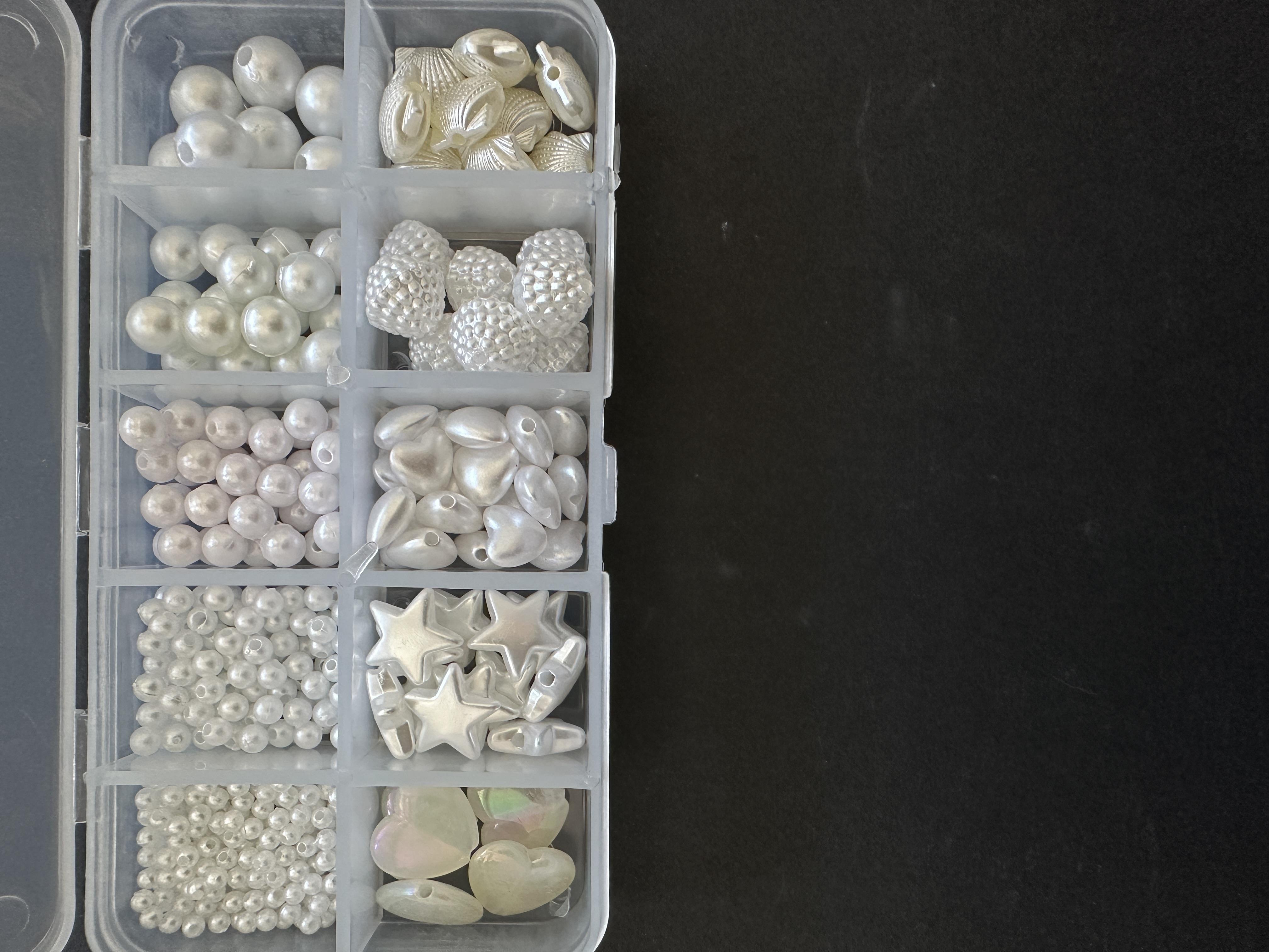 Plastik inci ve yıldız kalp figürlü takı yapım seti
