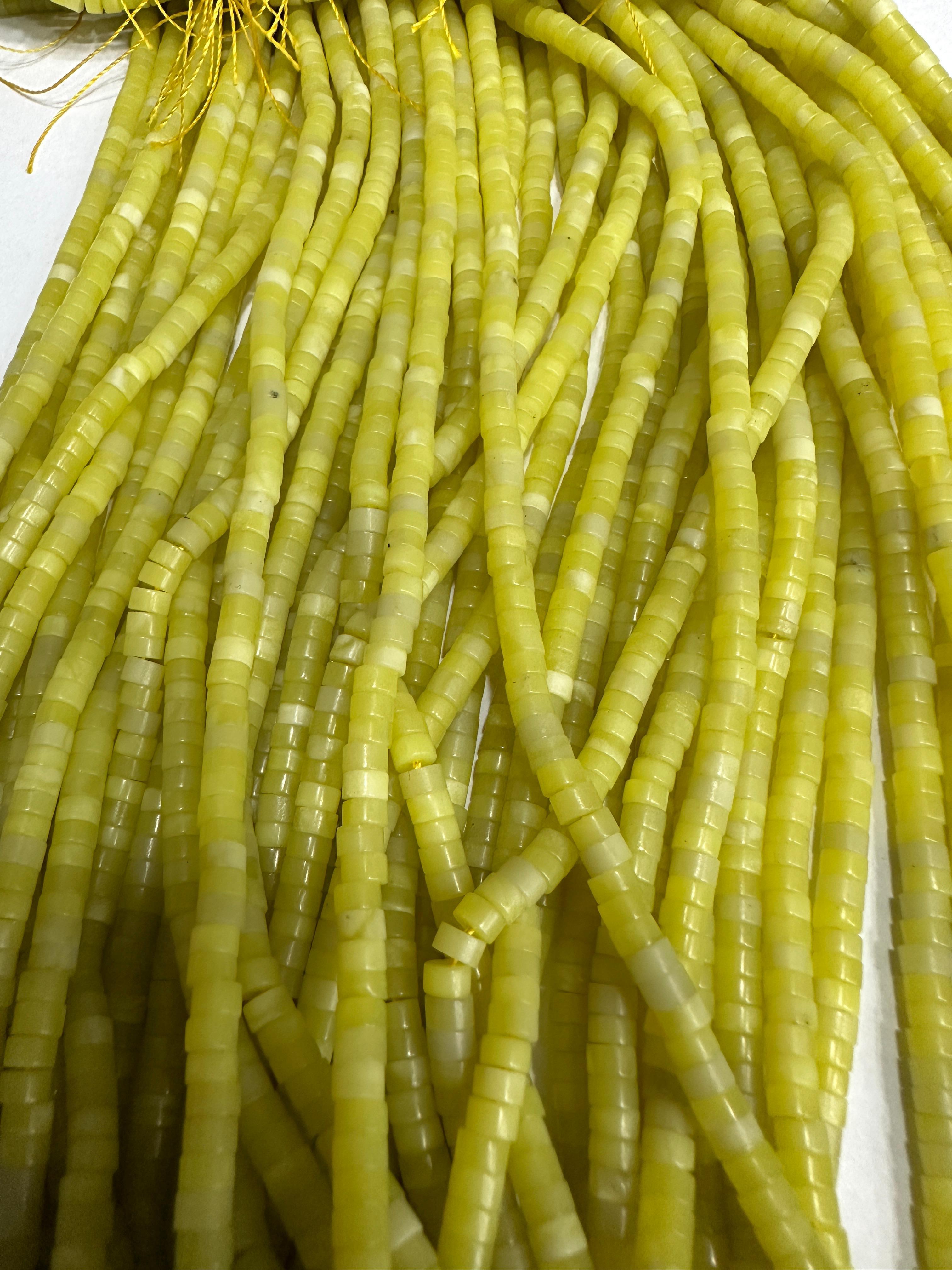 Silindir Limon yeşim Doğal Taş Boncuk Bir DİZİ 