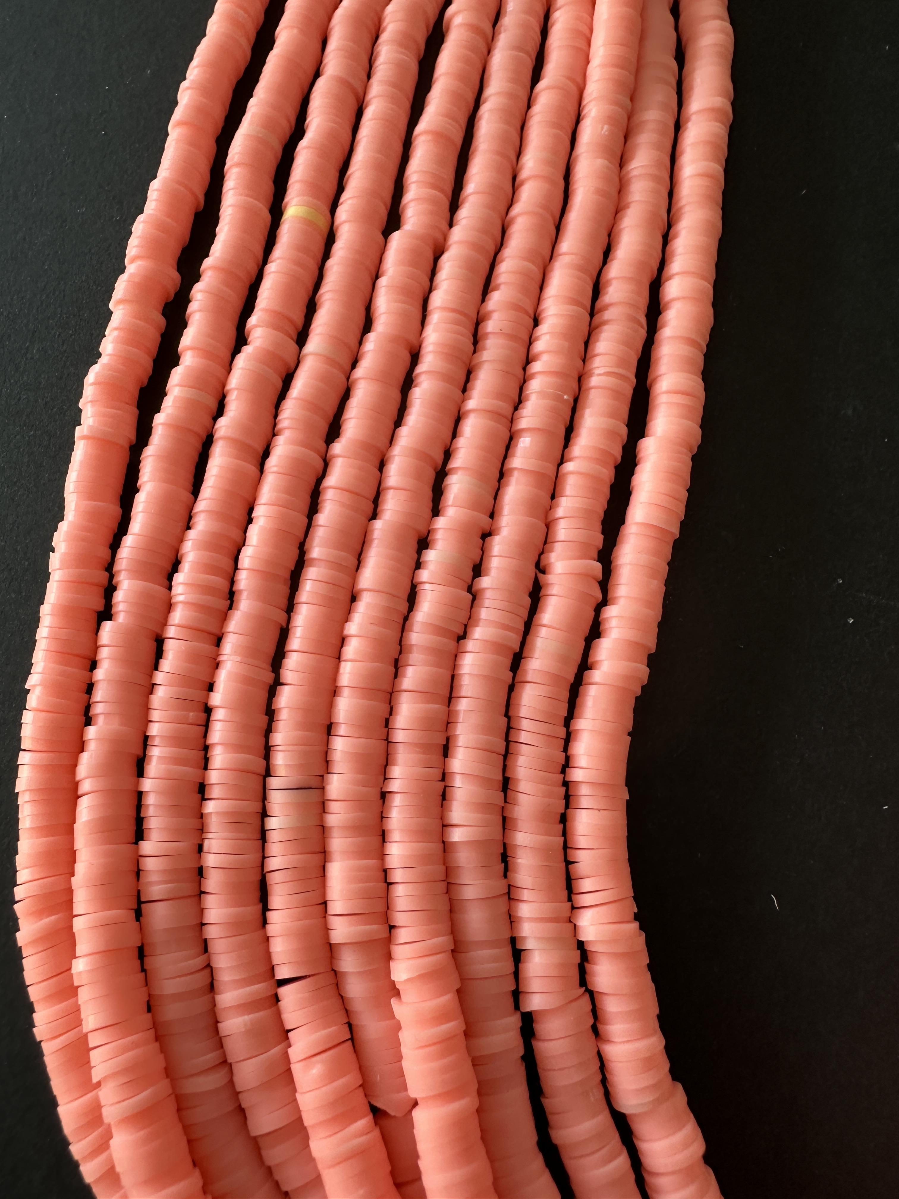 Fimo Boncuk Dizisi,40cm Hamur Boncuk Fimo Dizi 6mm Turuncu  Renk Polimer