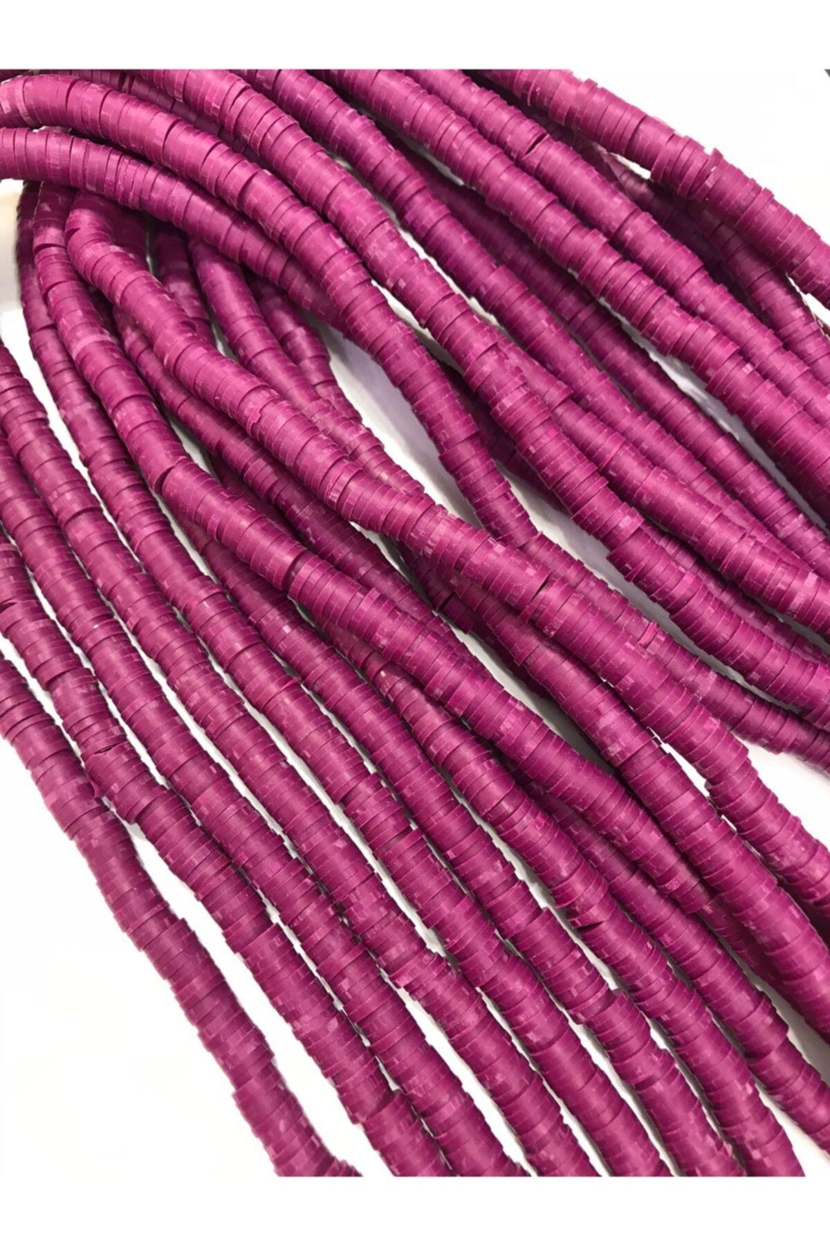 6mm Bordo Mix Renk Polimer Kil Fimo Boncuk Dizisi,40cm Hamur Boncuk Fimo Dizi