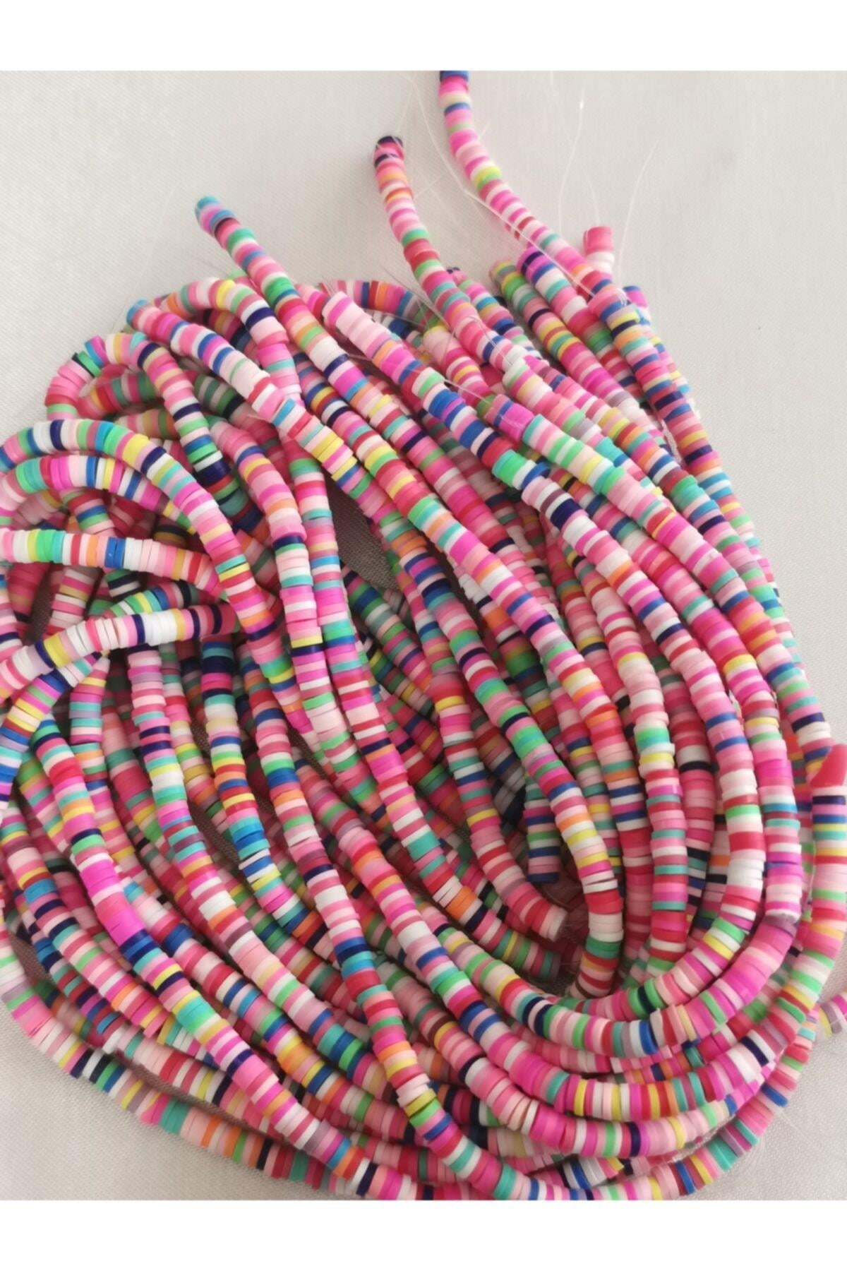 6mm Mor Renk Polimer Kil Fimo Boncuk Dizisi,40cm Hamur Boncuk Fimo Dizi