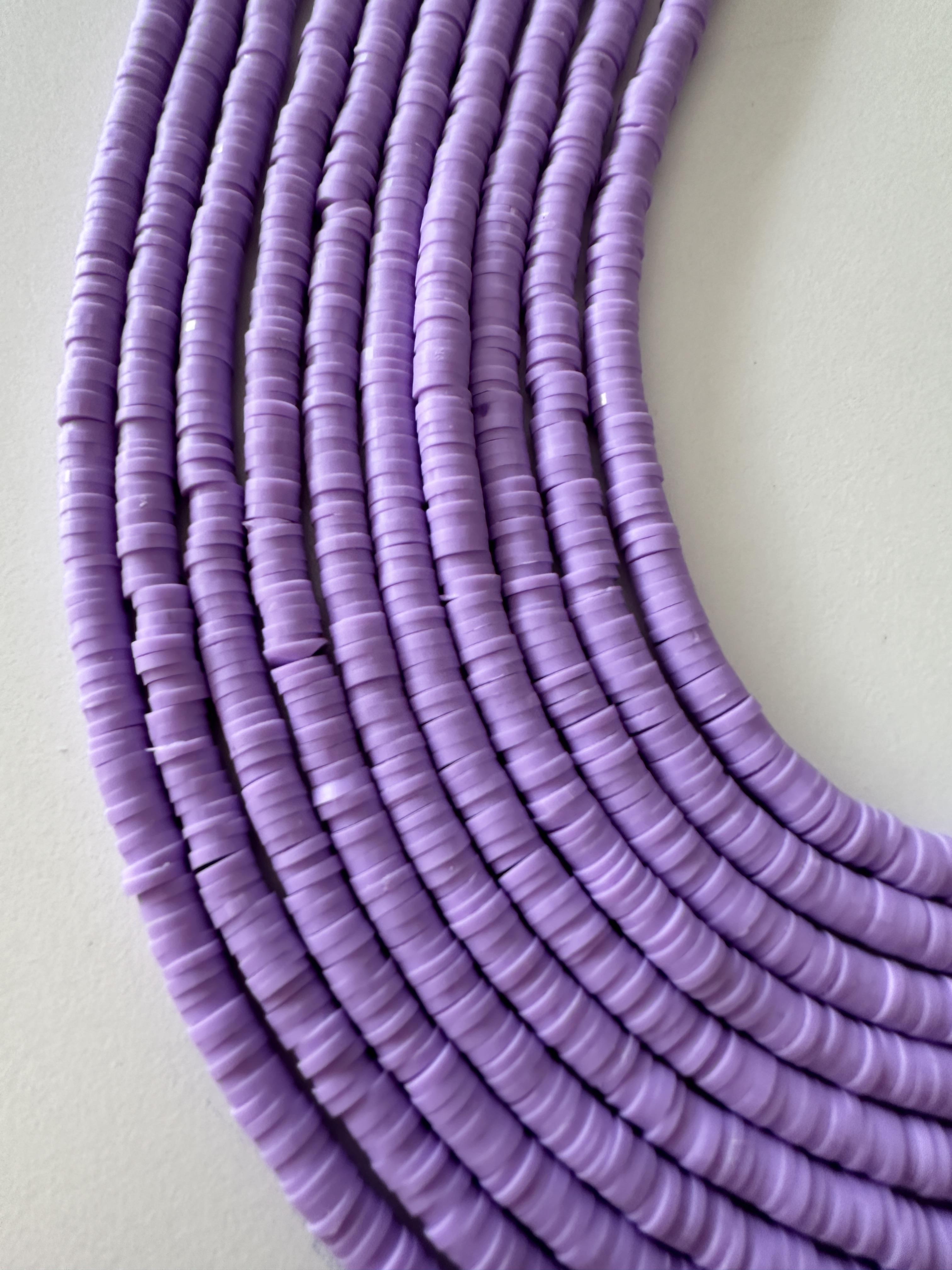 Fimo Boncuk Dizisi,40cm Hamur Boncuk Fimo Dizi 6mm Mor Renk Polimer