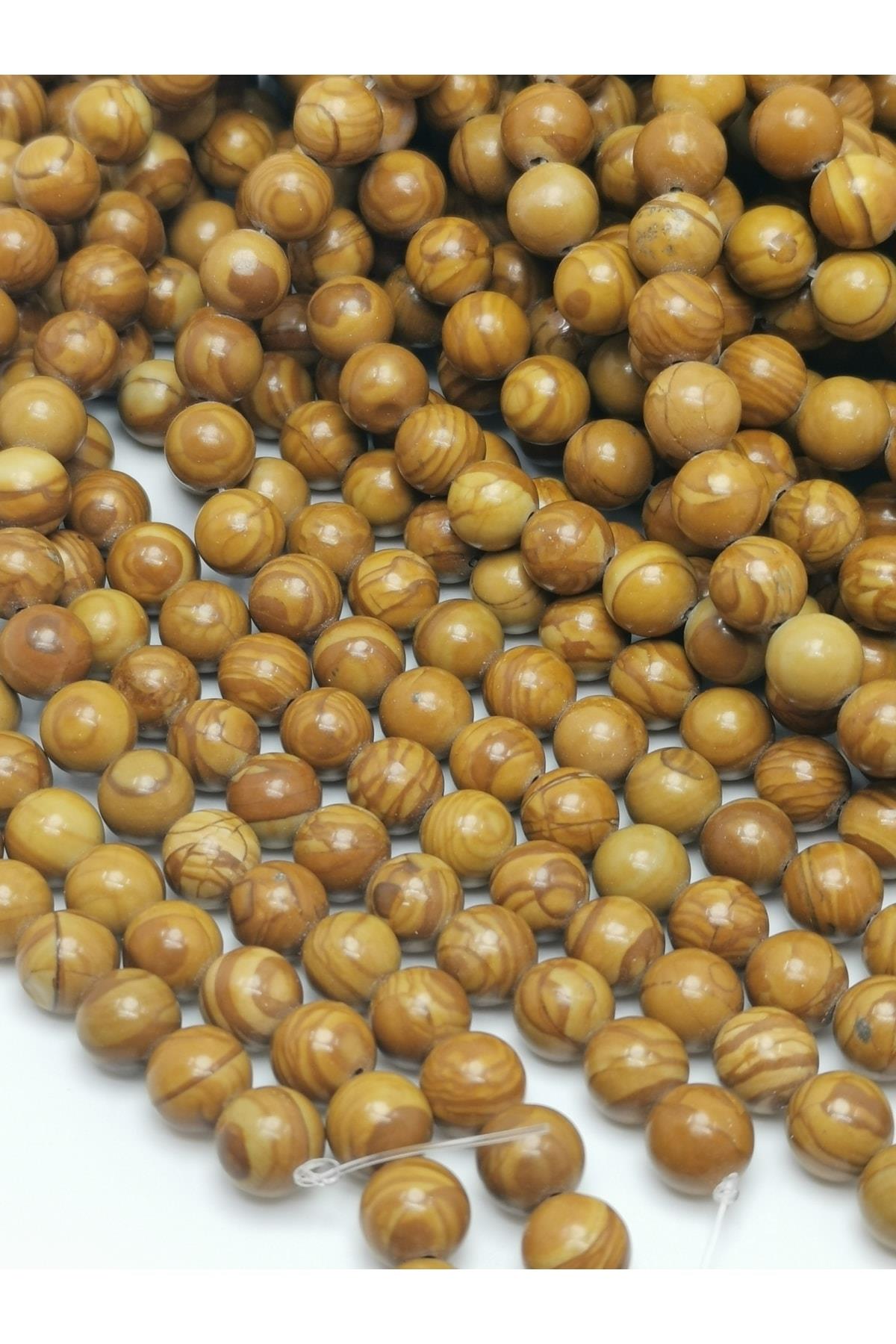 Açık Kahve Akik Doğal Taş Dizisi 8mm Doğaltaş