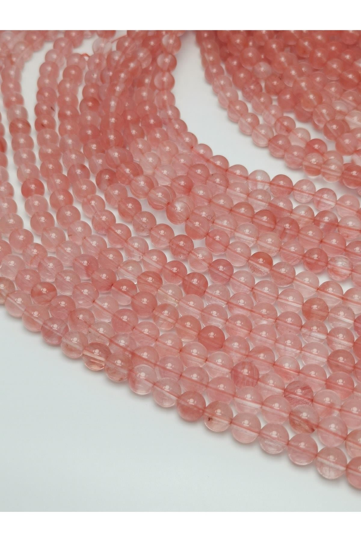 Açık Pembe Kuvars Doğal Taş Dizisi 8mm Doğaltaş