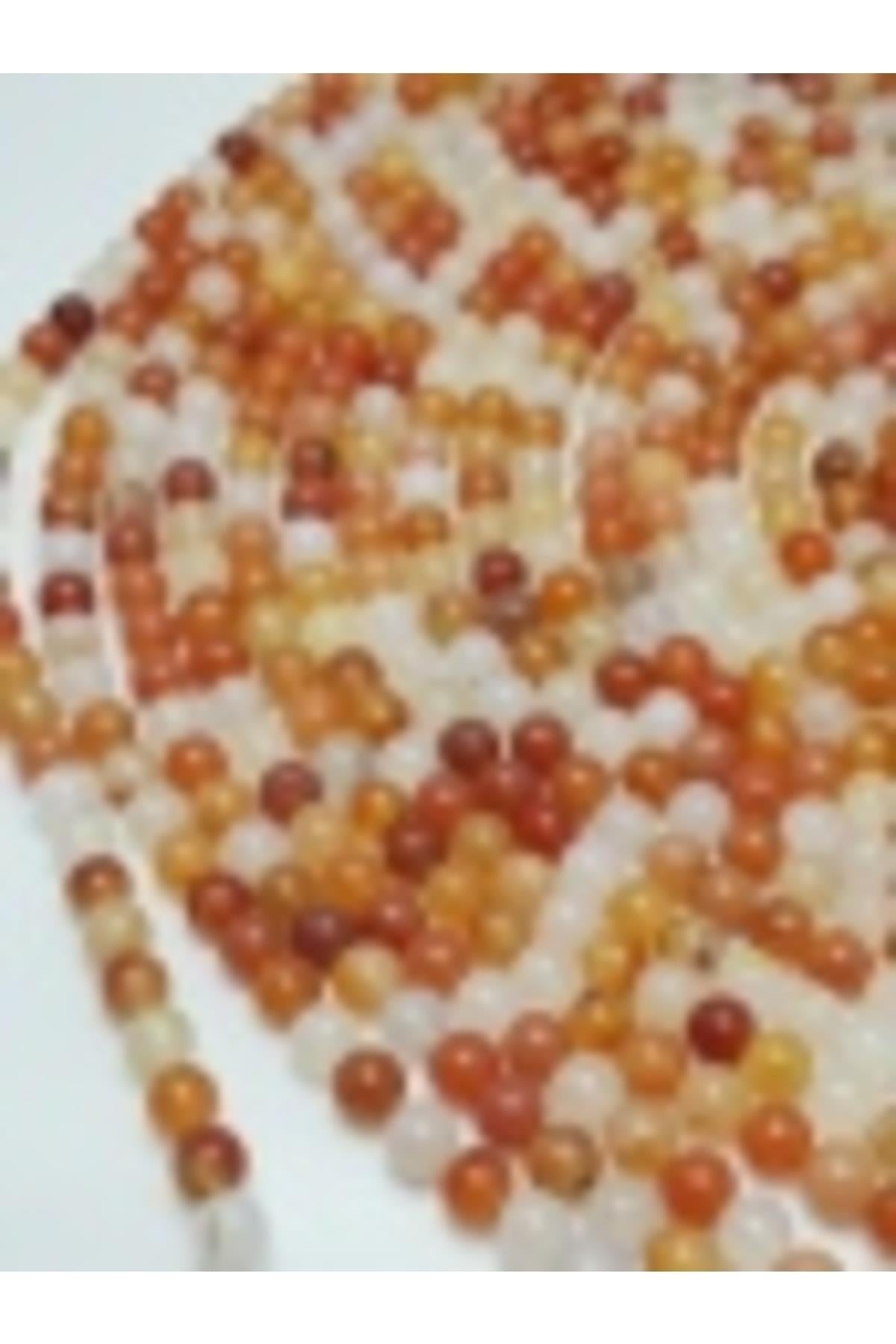 BEYAZ TURUNCU AKİK DOĞAL TAŞ DİZİSİ 8MM doğaltaş takı yapımı 10 DİZİ