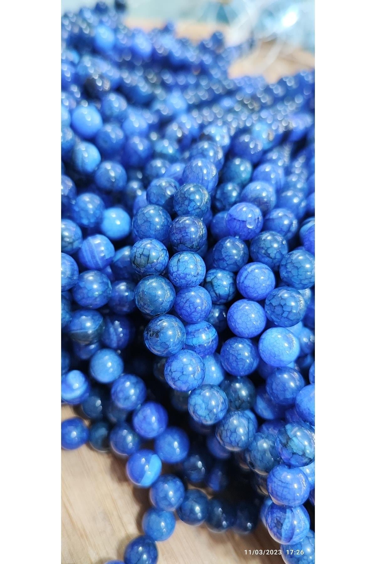 Damarlı Lapis Lazuli Doğaltaş Dizisi 8 Mm Doğal Taş Takı Yapım