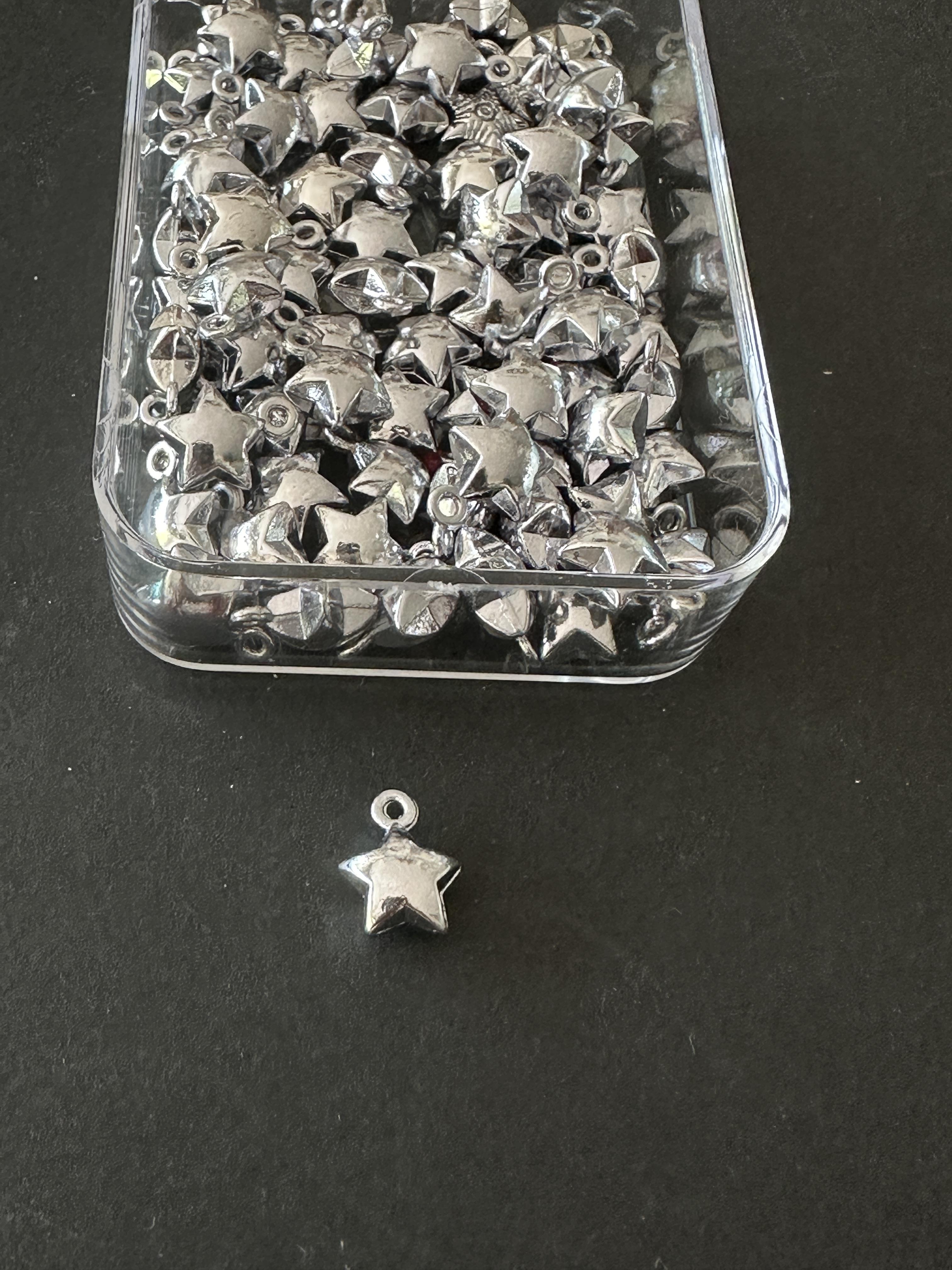  Yıldız Desenli Gümüş Renk Kaplama Takı Yapım Ara Aparatı 10 Gr,takı Yapım ,malzeme