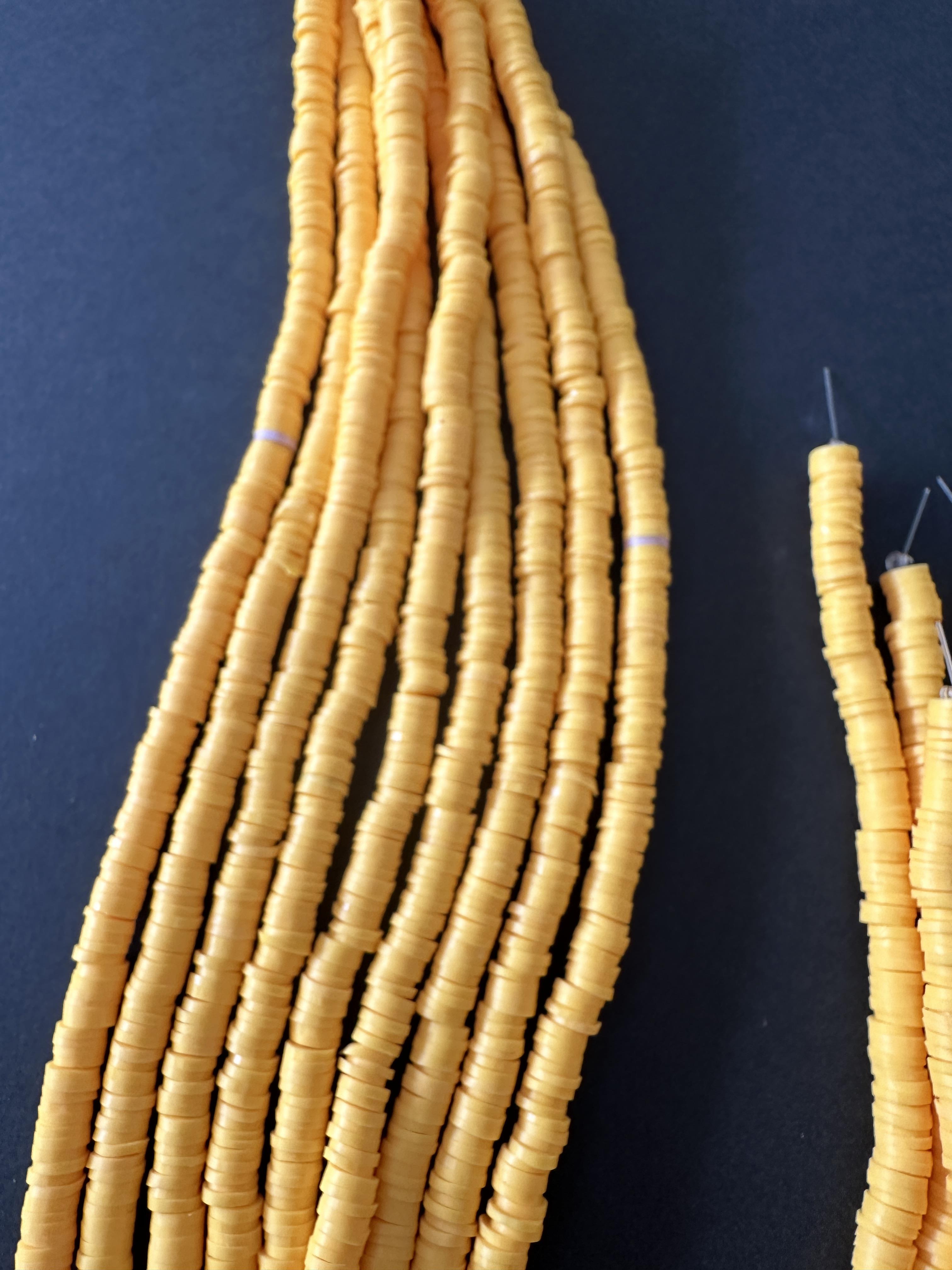 Fimo Boncuk Dizisi,40cm Hamur Boncuk Fimo Dizi 6mm Sarı Renk Polimer