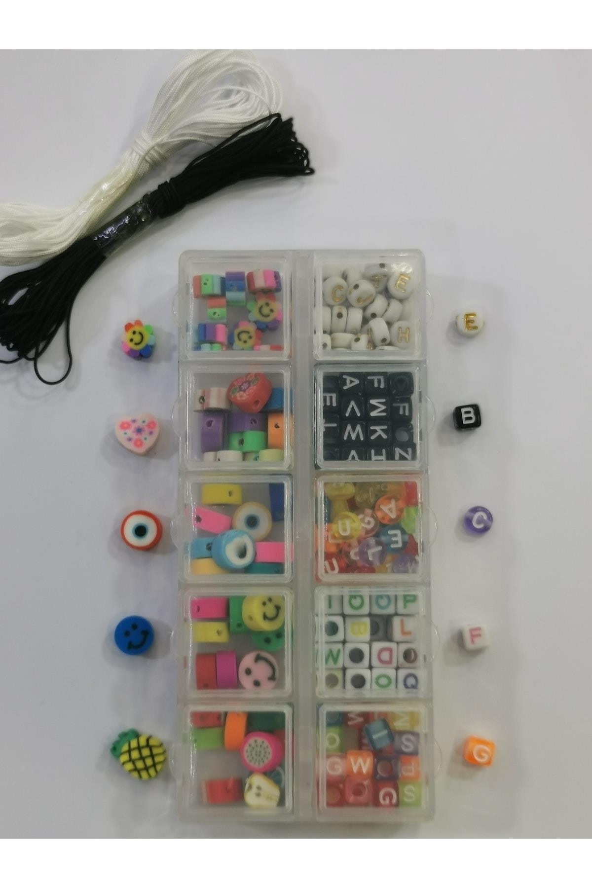 Fimo Boncuk Ve Harf Boncuk Set Kolye Bileklik Halhal Takı Yapma Set Hobi Seti