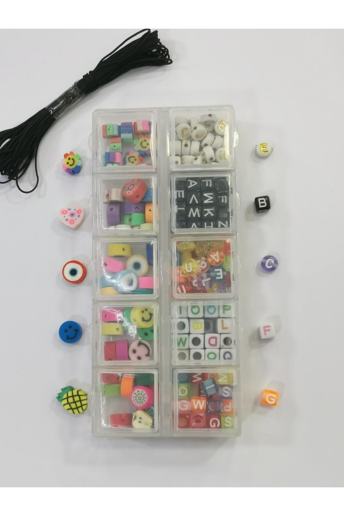 Fimo Boncuk Ve Harf Boncuk Set Kolye Bileklik Halhal Takı Yapma Set Hobi Seti
