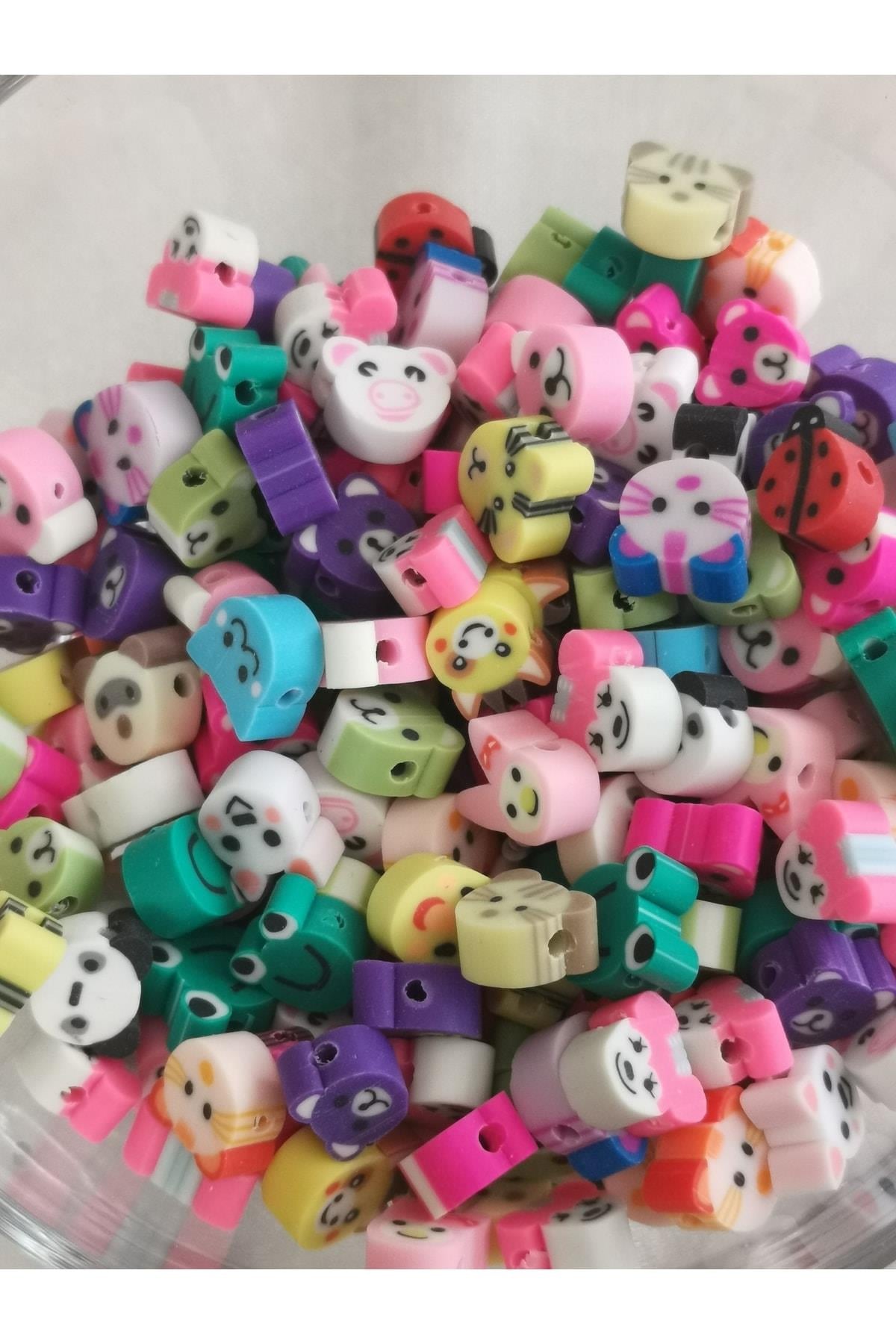 Fimo Karışık Hayvan Figür Boncuk (20 ADET)10mm Polimer Kil