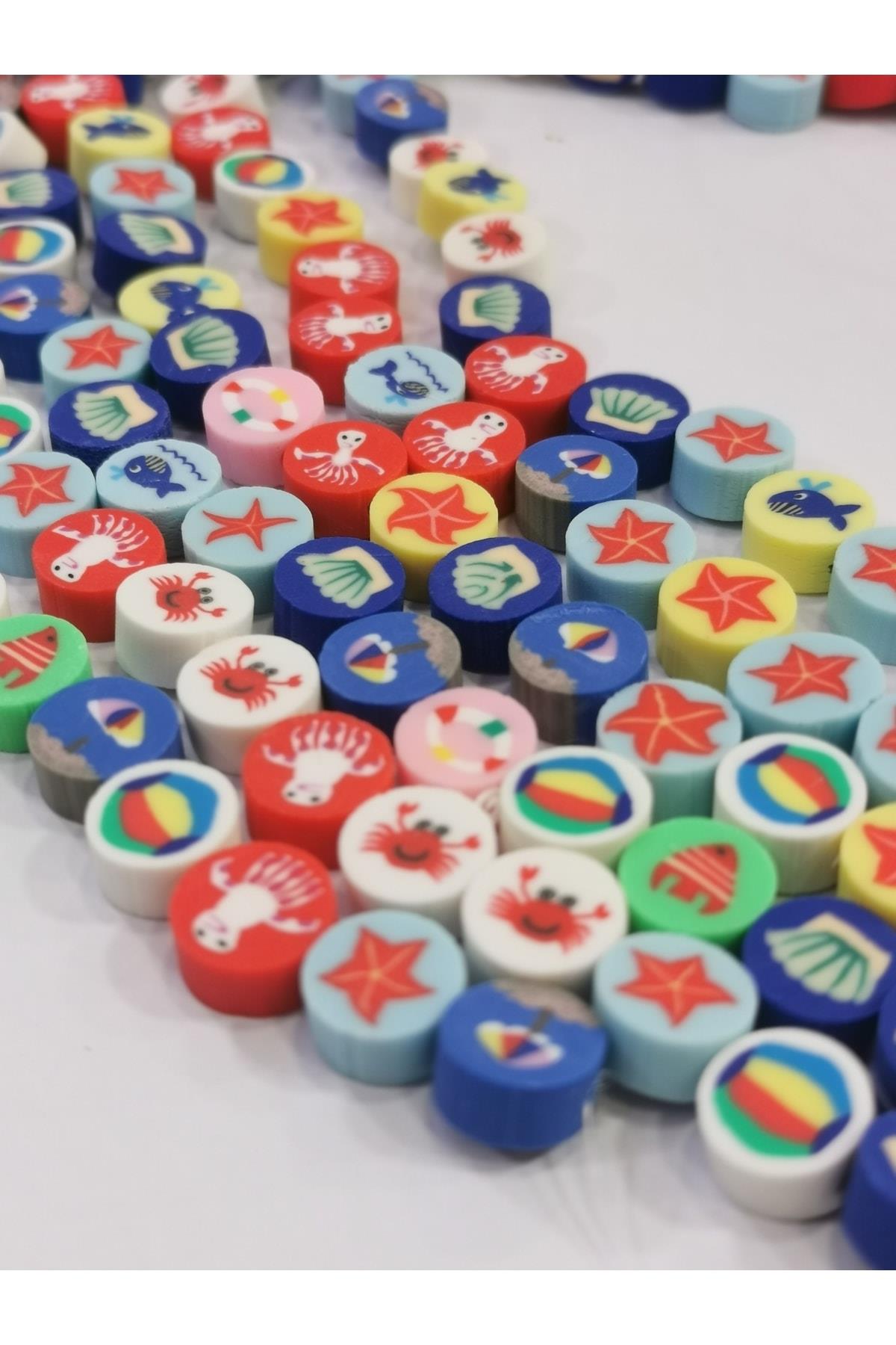 Fimo Polimer Deniz Boncuk Takı Malzemesi (dizi 40 Adet) 1 Dizi