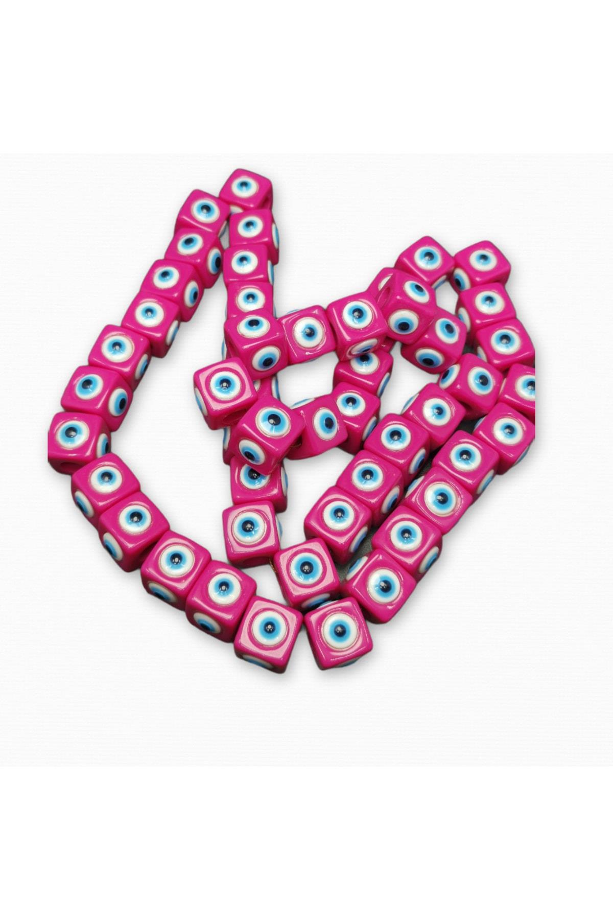 Koyu Pembe Akrilik Kare Nazar 14 Mm