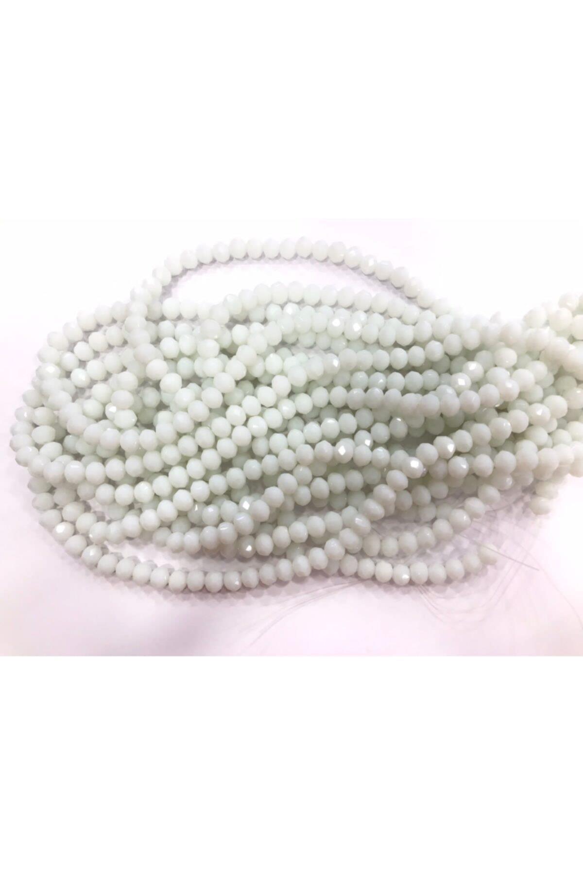 Kristal Boncuk , Beyaz Renk Kristal Boncuk Dizisi, 8 Mm Yuvarlak 40cm Dizi